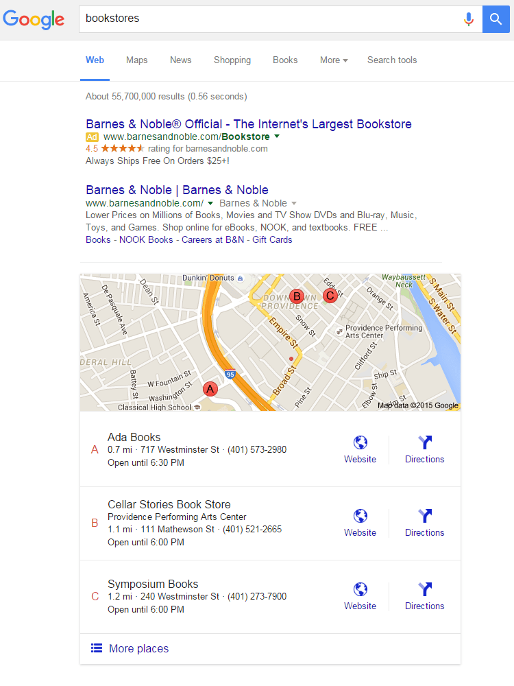 Proximity Based Google Maps Results